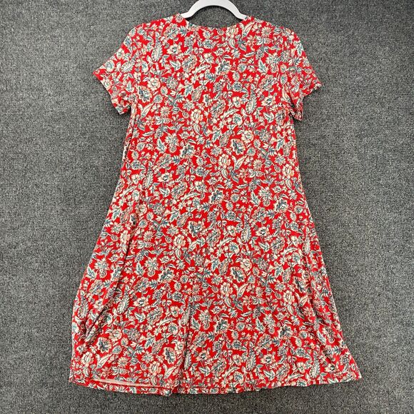 Old Navy Dress Womens M Red Floral A-Line Pullover Boho Cottagecore Prairie Farm - Picture 4 of 9